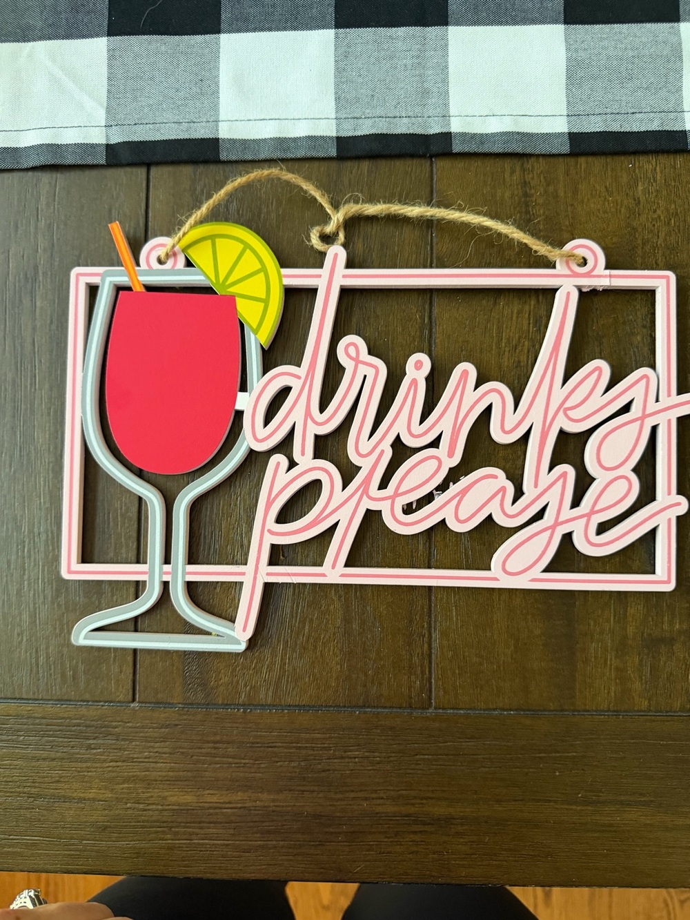 “Drinks Please” wooden sign